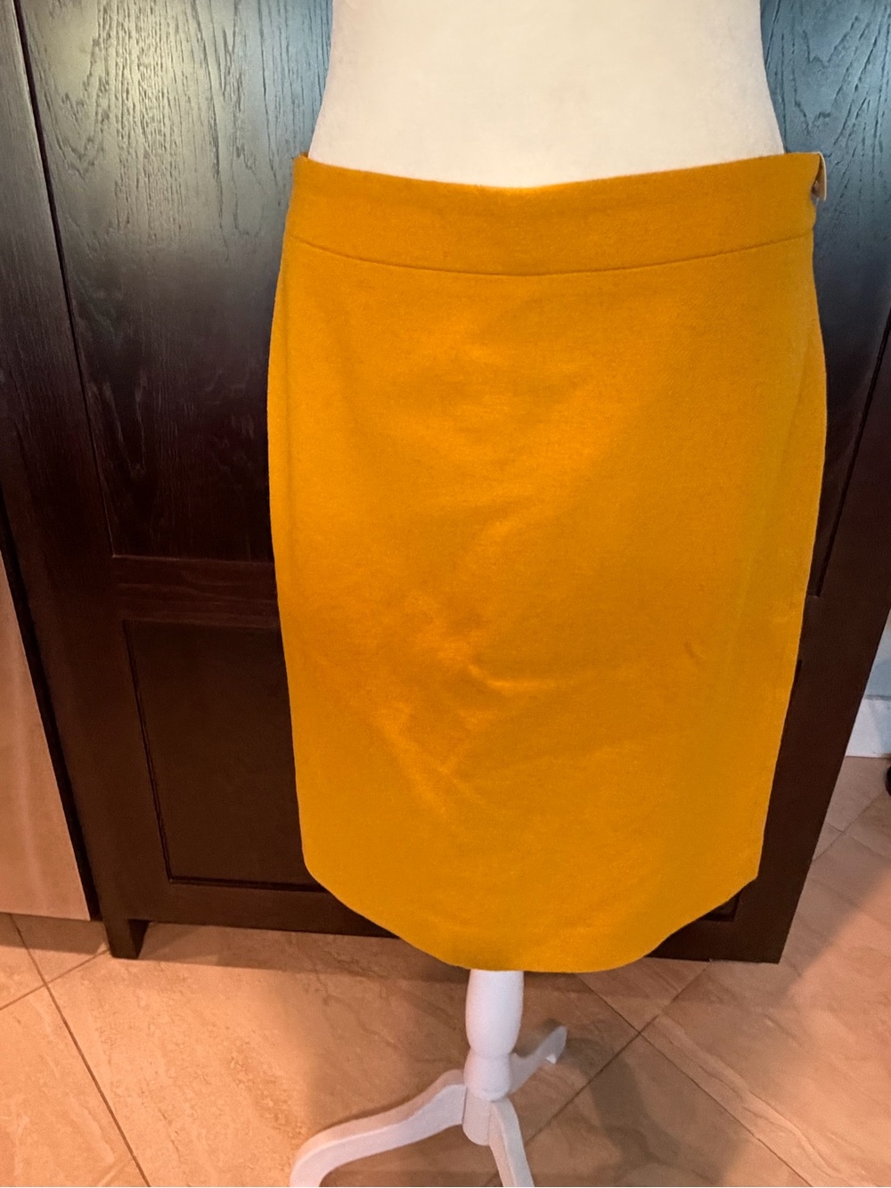 J. Crew The Pencil Skirt Mustard Yellow Wool Blend Size 4